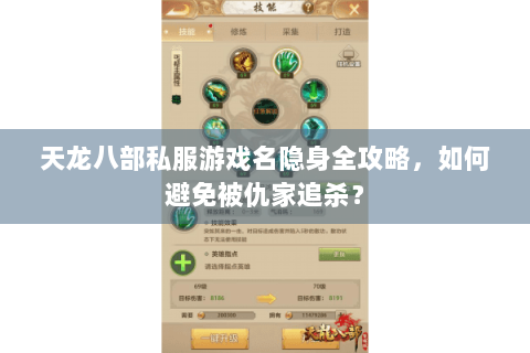 天龙八部私服游戏名隐身全攻略，如何避免被仇家追杀？