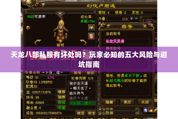 天龙八部私服有坏处吗？玩家必知的五大风险与避坑指南