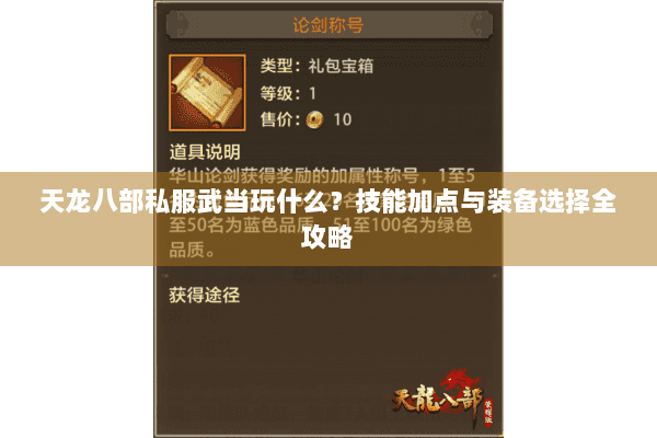 天龙八部私服武当玩什么？技能加点与装备选择全攻略