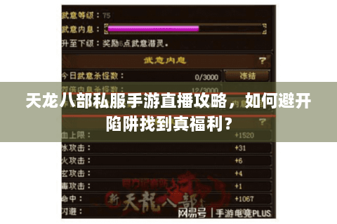 天龙八部私服手游直播攻略，如何避开陷阱找到真福利？