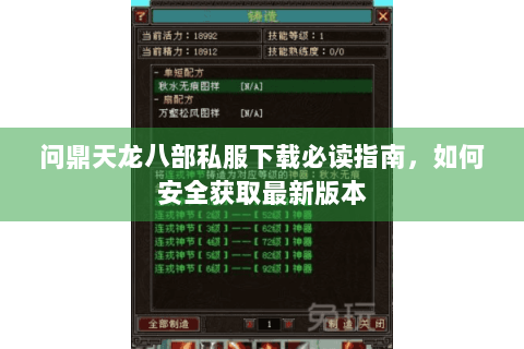 问鼎天龙八部私服下载必读指南，如何安全获取最新版本