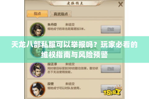 天龙八部私服可以举报吗？玩家必看的维权指南与风险预警