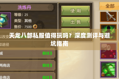 天龙八部私服值得玩吗?深度测评与避坑指南 天龙八部私服值得玩吗?深度测评与避坑指南