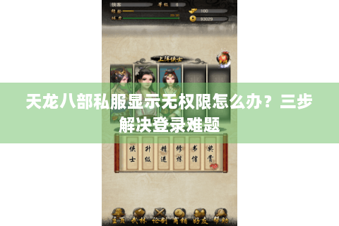 天龙八部私服显示无权限怎么办？三步解决登录难题