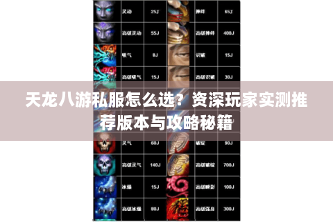天龙八游私服怎么选？资深玩家实测推荐版本与攻略秘籍