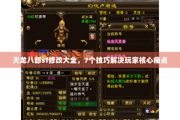 天龙八部sf修改大全，7个技巧解决玩家核心痛点