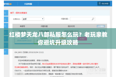 红楼梦天龙八部私服怎么玩？老玩家教你避坑升级攻略