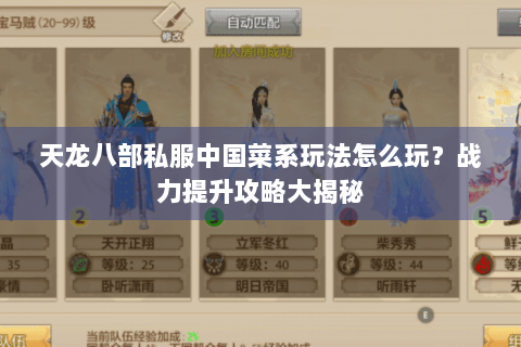 天龙八部私服中国菜系玩法怎么玩？战力提升攻略大揭秘