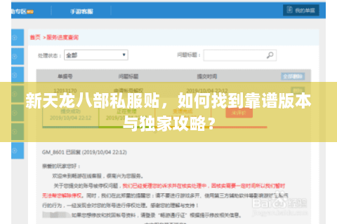 新天龙八部私服贴，如何找到靠谱版本与独家攻略？