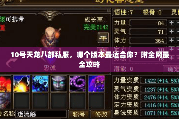 10号天龙八部私服，哪个版本最适合你？附全网最全攻略