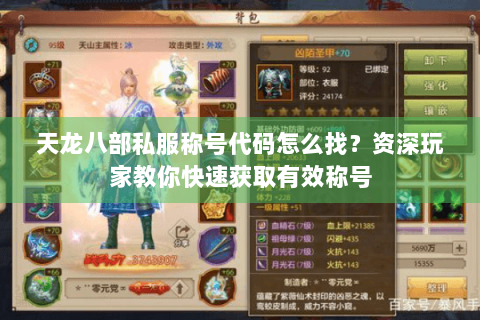 天龙八部私服称号代码怎么找？资深玩家教你快速获取有效称号