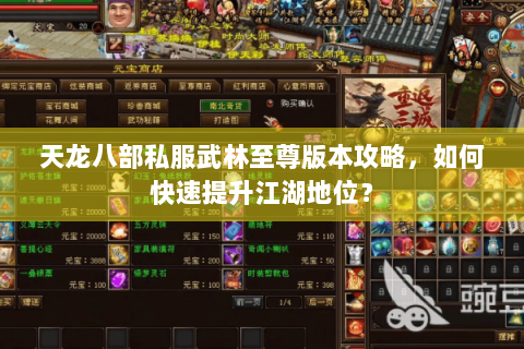 天龙八部私服武林至尊版本攻略，如何快速提升江湖地位？