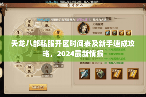 天龙八部私服开区时间表及新手速成攻略，2024最新情报