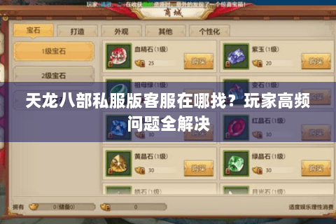 天龙八部私服版客服在哪找？玩家高频问题全解决