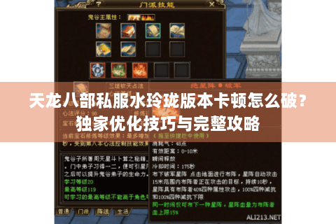 天龙八部私服水玲珑版本卡顿怎么破？独家优化技巧与完整攻略