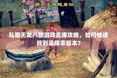 私服天龙八部游戏直播攻略，如何快速找到高爆率版本？