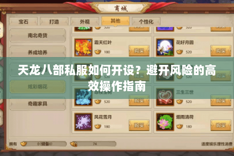 天龙八部私服如何开设？避开风险的高效操作指南