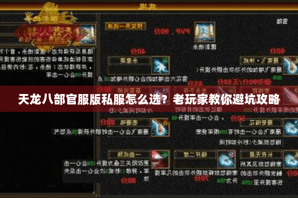 天龙八部官服版私服怎么选？老玩家教你避坑攻略
