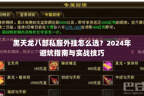 黑天龙八部私服外挂怎么选？2024年避坑指南与实战技巧