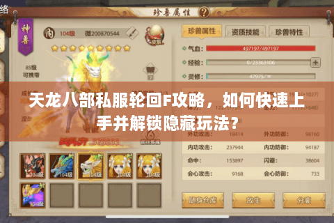 天龙八部私服轮回F攻略，如何快速上手并解锁隐藏玩法？