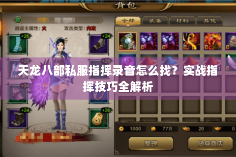 天龙八部私服指挥录音怎么找？实战指挥技巧全解析