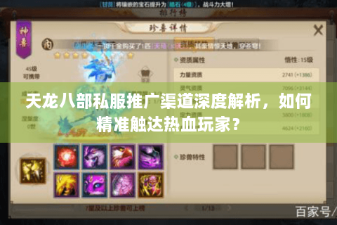 天龙八部私服推广渠道深度解析，如何精准触达热血玩家？