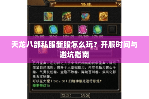 天龙八部私服新服怎么玩？开服时间与避坑指南