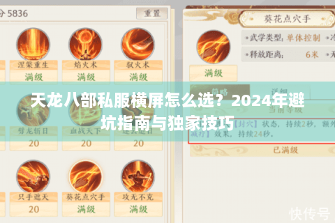 天龙八部私服横屏怎么选？2024年避坑指南与独家技巧