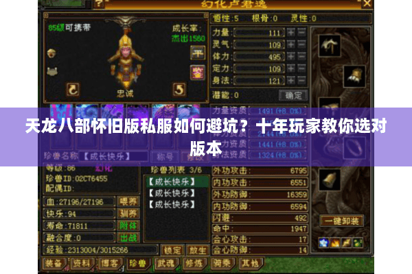 天龙八部怀旧版私服如何避坑？十年玩家教你选对版本