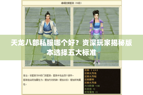 天龙八部私服哪个好？资深玩家揭秘版本选择五大标准