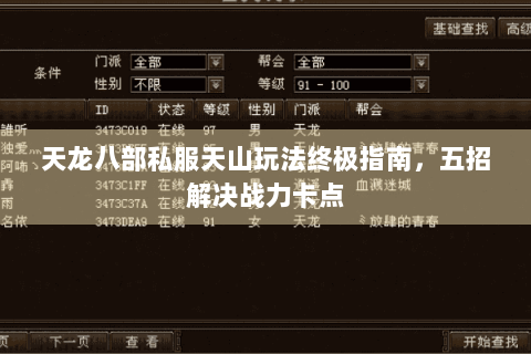 天龙八部私服天山玩法终极指南，五招解决战力卡点