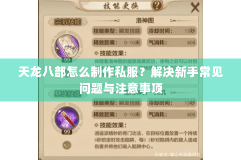 天龙八部怎么制作私服？解决新手常见问题与注意事项