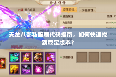 天龙八部私服刷代码指南，如何快速找到稳定版本？