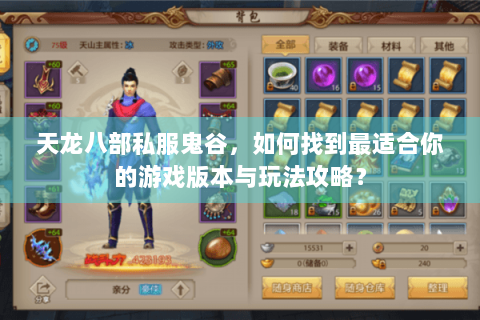 天龙八部私服鬼谷，如何找到最适合你的游戏版本与玩法攻略？