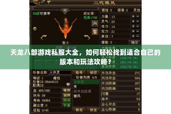 天龙八部游戏私服大全，如何轻松找到适合自己的版本和玩法攻略？