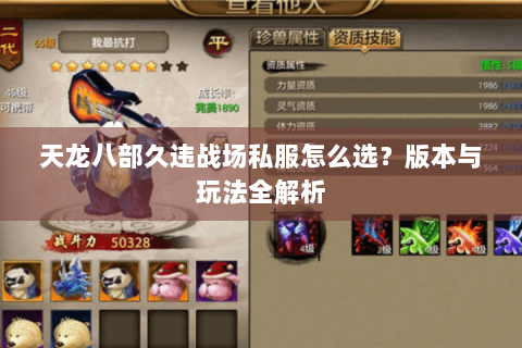 天龙八部久违战场私服怎么选？版本与玩法全解析