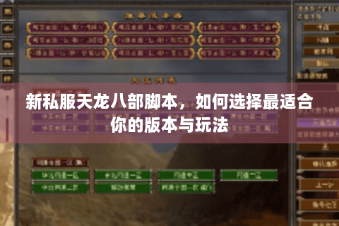 新私服天龙八部脚本，如何选择最适合你的版本与玩法