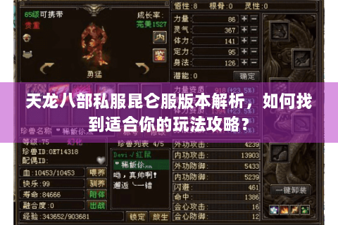 天龙八部私服昆仑服版本解析，如何找到适合你的玩法攻略？