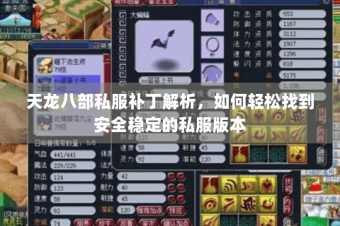 天龙八部私服补丁解析，如何轻松找到安全稳定的私服版本