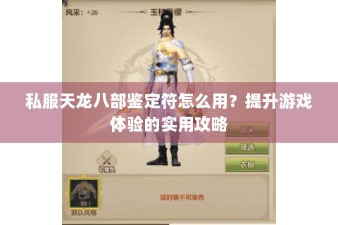 私服天龙八部鉴定符怎么用？提升游戏体验的实用攻略